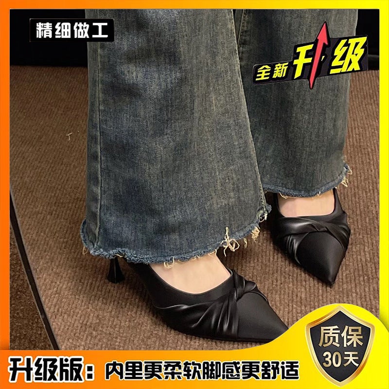 French Evening Style Commuter High Heels New Soft Leather Pointed Toe Shallow Mouth Work Shoes That Are Not Tiring And Do Not Irritate The Feet - Image 1